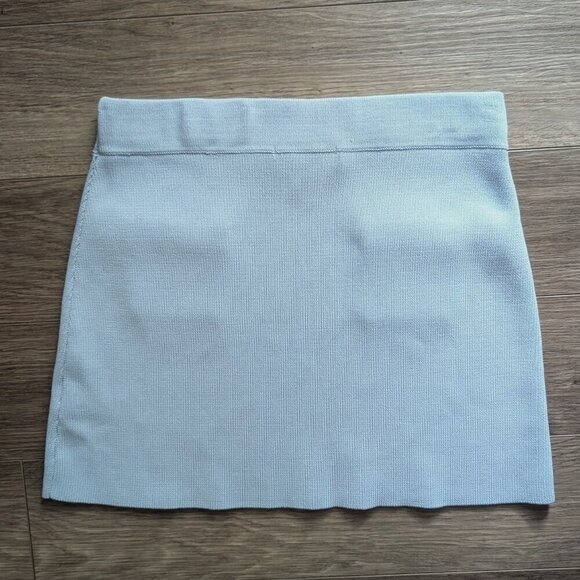 Zara | Knit Mini Skirt With Rhinestones In Light Blue - Picture 7 of 12